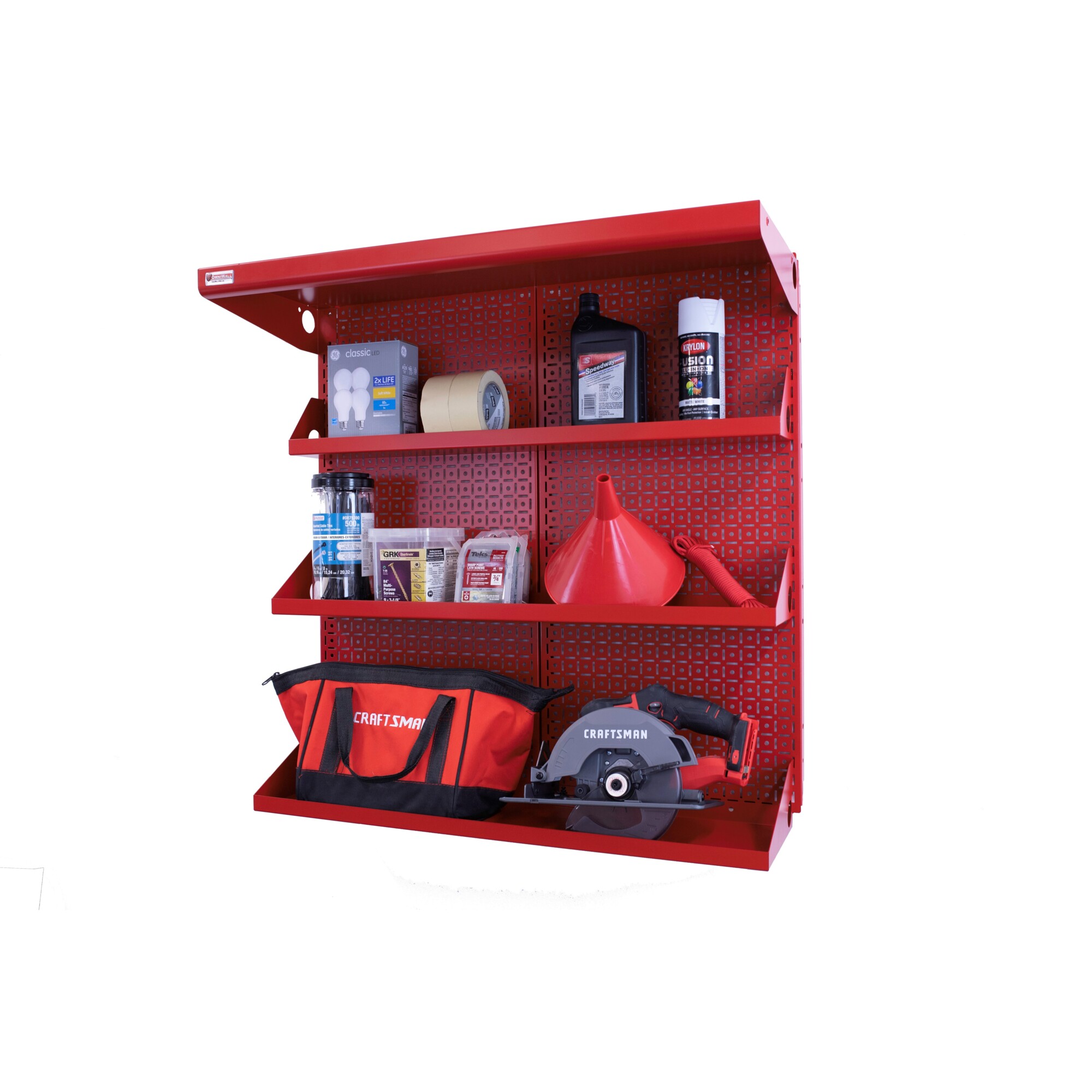 OmniWall, OmniWall metal pegboard storage kit for storage, Length 16 in, Width 32 in, Model# CGS-KIT-SHLF